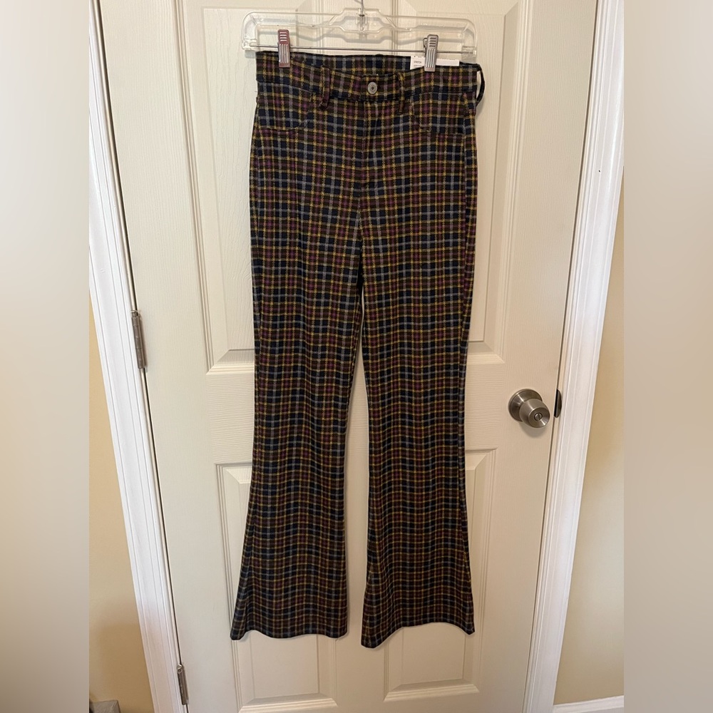 American Eagle high rise flare plaid pants